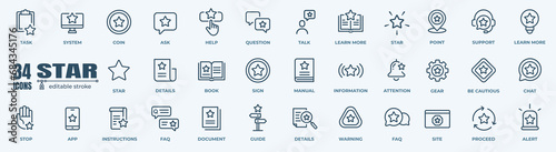 Star, reward and benefit icons set, isolated on white, vector outline illustration, symbol logo design style