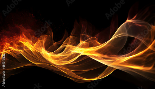 Fire flame wave on black background wallpaper