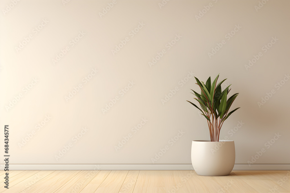 3d rendering of a white vase with a plant in a room