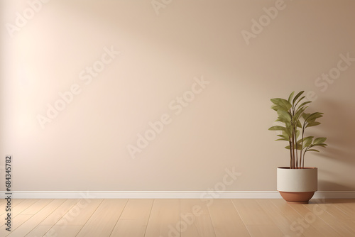 Empty room with plant in pot,3d rendering