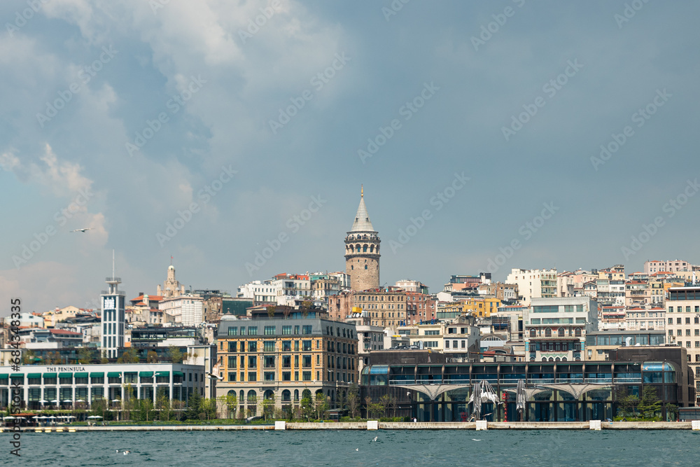 istanbul, turkey - may 5 2023 : Galata Tower in istanbul City of Turkey. View of the Istanbul City of Turkey with bosphorus
