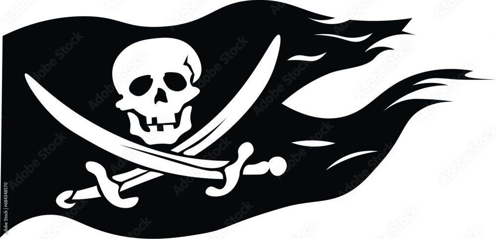 Cartoon Black and White Isolated Illustration Vector Of A Waving Pirate ...