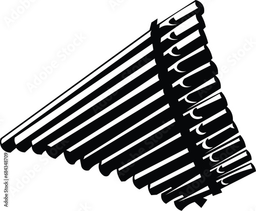 Cartoon Black and White Isolated Illustration Vector Of Pan Flutes Music Instrument photo