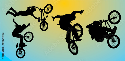 bici, silueta, deporte, ciclismo, ciclista, vector