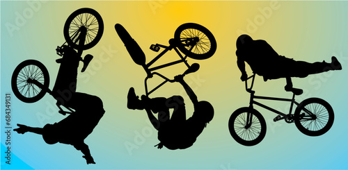 bici, silueta, deporte, ciclismo, ciclista, vector