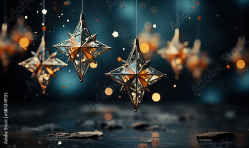 Abstract Christmas star on a blurred background.