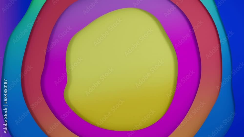 Abstract looping animation of background with geometric shapes. Moving layered banner or presentation template. Layout with waves in paper cut style. Colorful design element. 3D motion graphics