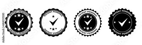 Patent pending icon set. Black and White rounded vector stamp of patent pending. logo, vector, badge, stamp, Seal emblem of patent pending isolated on white background