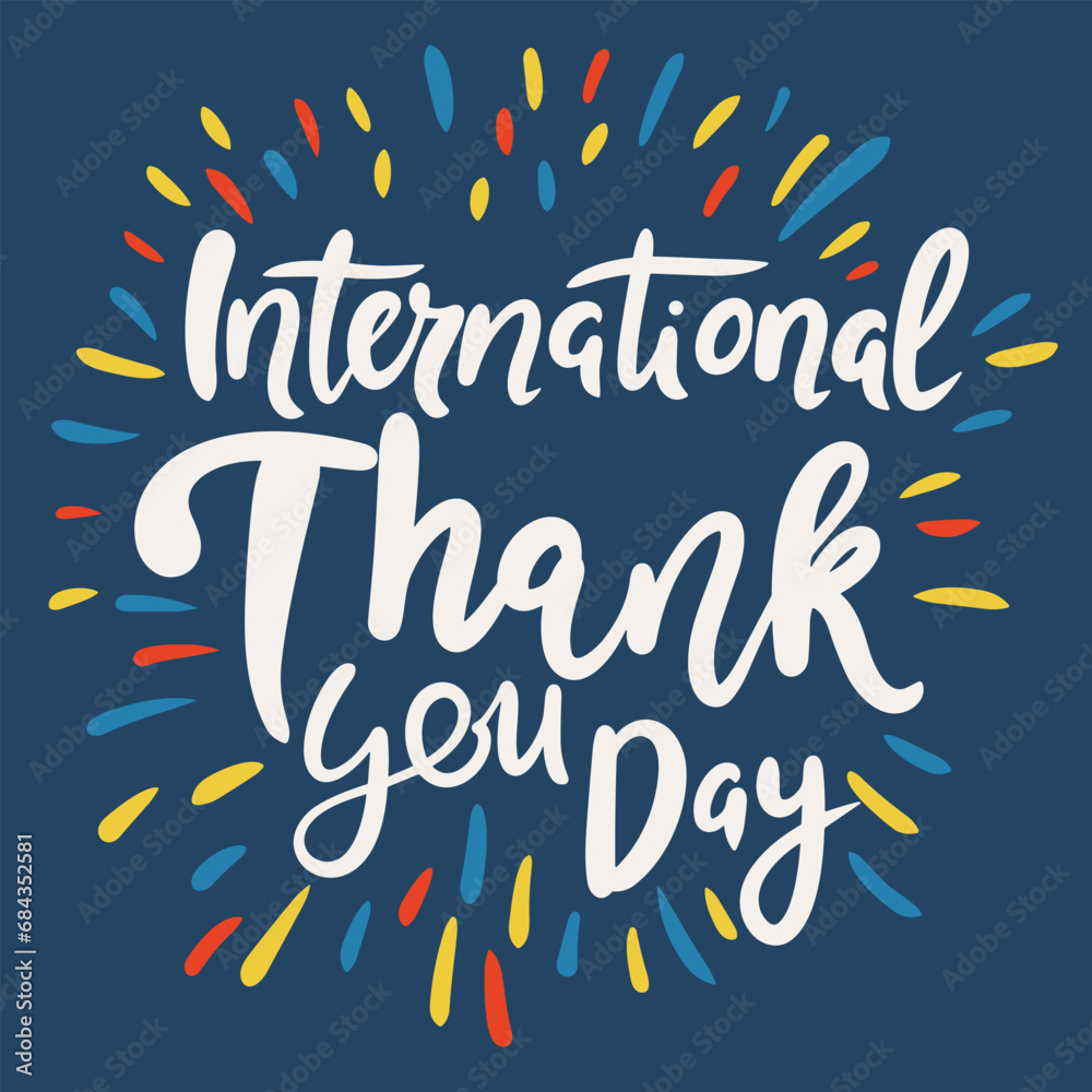 International Thank You Day Lettering Inscription Handwriting Text
