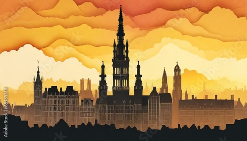 Brussels skyline made from cut out paper