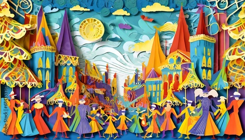 Carnival season illustration in a town