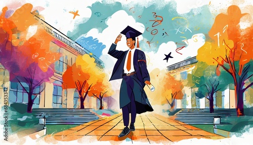 Drawn graduation celebration Illustration