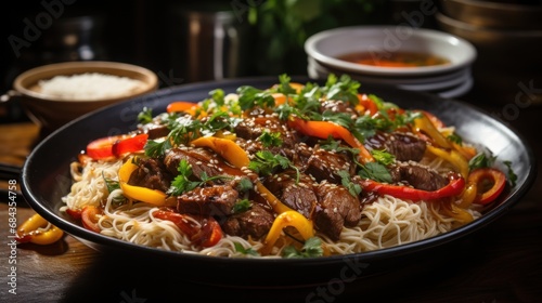 asian stir fried noodles with beef