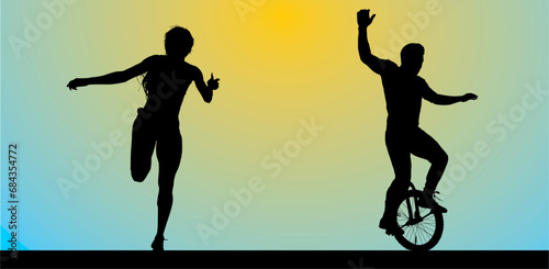 correr, una llanta. malabarista