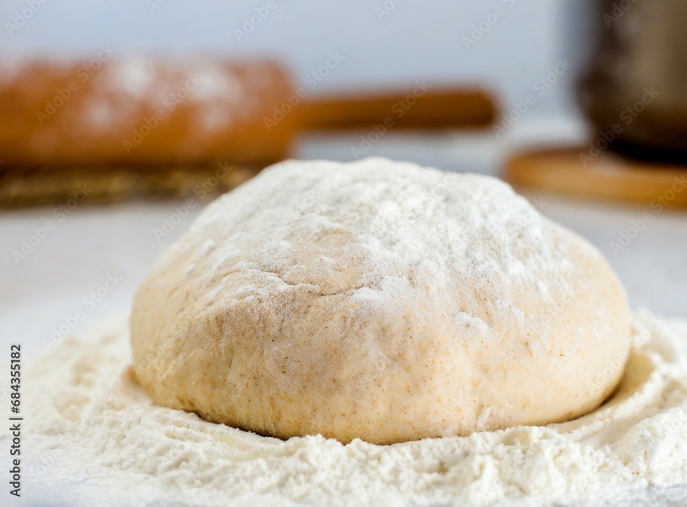 Kneading Bread, Isolated bun and rolling pin Kneading Bread, Isolated bun and rolling pin