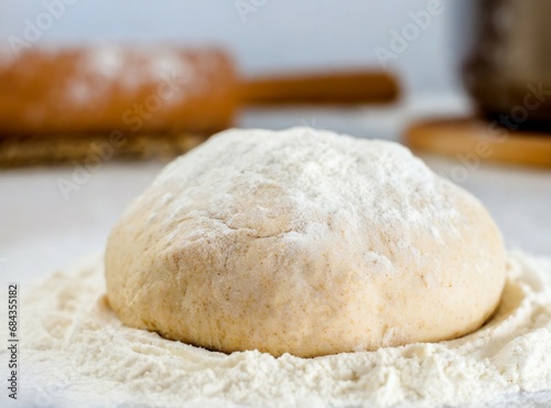 Kneading Bread, Isolated bun and rolling pin