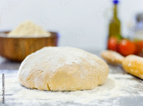 Kneading Bread, Isolated bun and rolling pin