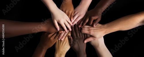 many hands of different races