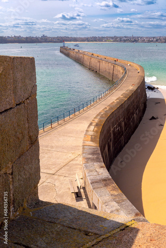 City walls and fortifications in beautiful Saint-Malo, Brittany, France