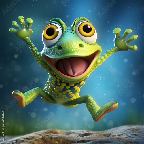 Fun frog - 3D Illustration