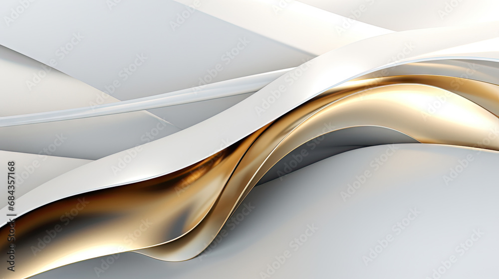 Obraz premium Abstract 3D Modern White and Gold Background [300DPI]