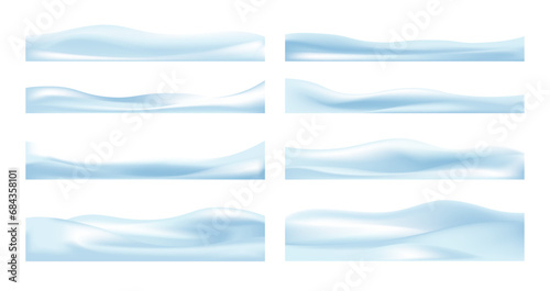 Realistic snowdrifts isolated on white background. Winter snowy abstract background. Frozen landscape with snow caps. Decoration for Christmas or New Year. Vector illustration