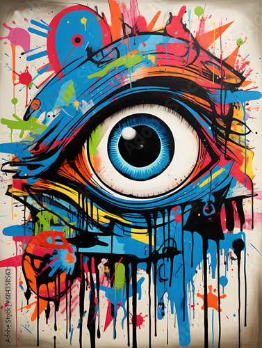 Abstract hipnotizing eye. A painted artwork pop art style photo