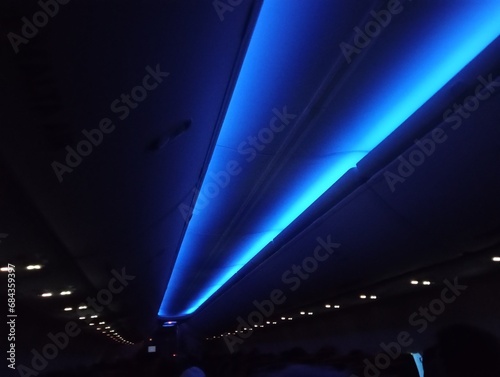 Obraz na płótnie Blue light in Airplane w salonie