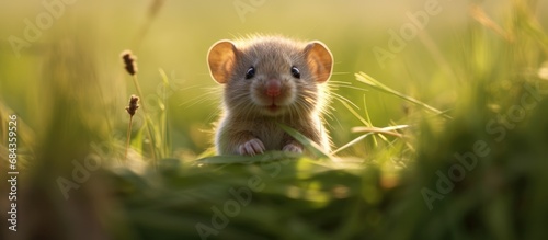 vast wilderness of a summer meadow, a cute and funny baby animal, a ground-dwelling mammal called a rodent photo