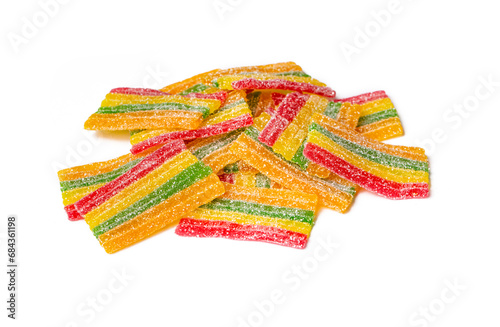 Obraz na płótnie A colorful group of chewy sour candy sticks stacked. w salonie