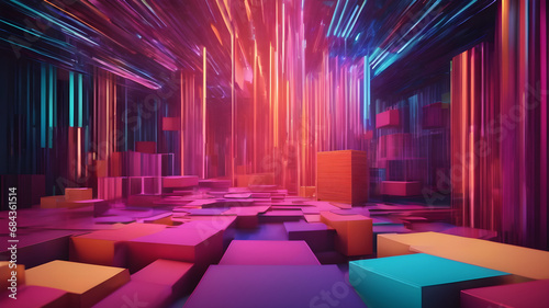3d abstract background Use geometric shapes blur color