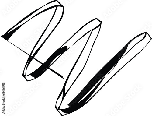 Cartoon Black and White Isolated Illustration Vector Of A Twirling Ribbon
