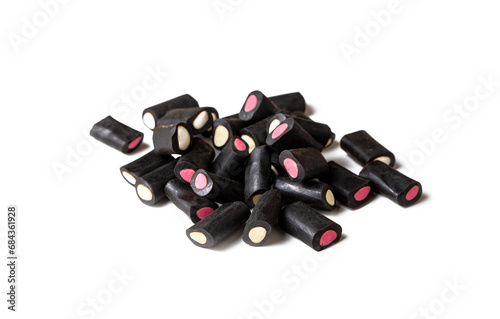 Licorice candy on the white...