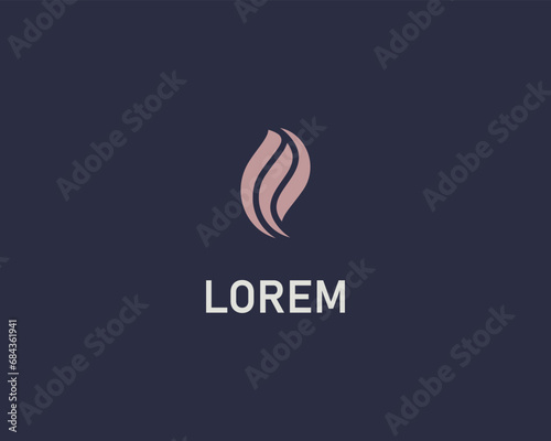Graceful petal shell logo. Creative fire flame icon. Universal beauty salon cosmetics spa vector logotype.