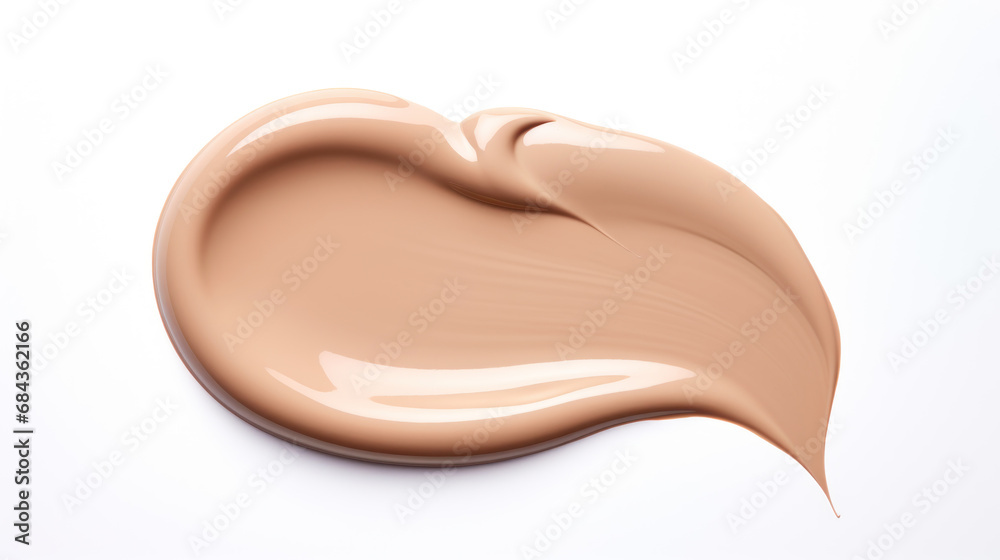 Make up smear, liquid foundation swatch smudge texture isolated on white background Make up smear, liquid foundation swatch smudge texture isolated on white background