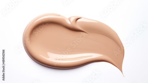 Make up smear, liquid foundation swatch smudge texture isolated on white background