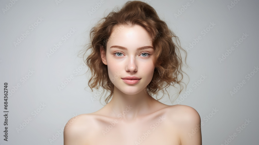portrait of a young beautiful European woman on a white background, face, girl, beauty, care, cosmetics, clear skin, smile, hair, style, spa, cosmetology, model, studio, advertising, person, lady portrait of a young beautiful European woman on a white background, face, girl, beauty, care, cosmetics, clear skin, smile, hair, style, spa, cosmetology, model, studio, advertising, person, lady