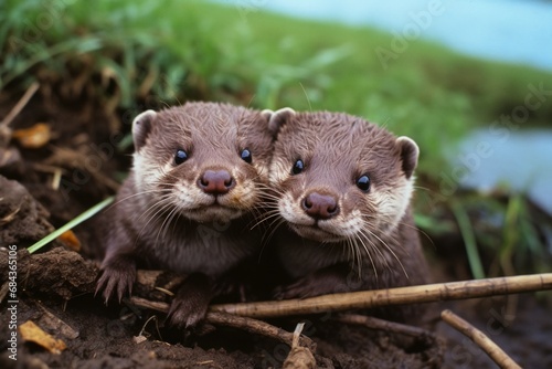Generative AI image of two otters curiously interacting