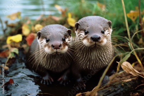 Generative AI image of two otters curiously interacting © Eitan Baron