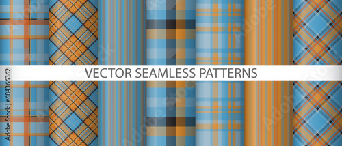 Set texture background plaid. Seamless textile tartan. Fabric pattern check vector.