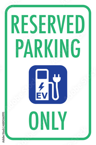 Vector graphic of sign indicating reserved parking spots for electric vehicles only