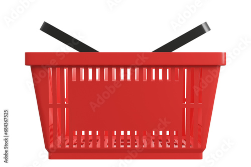 Plastic shopping basket. Isolated supermarket shopping cart.