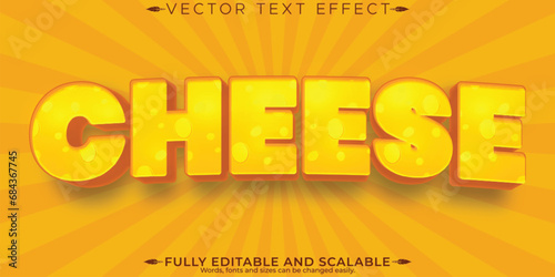 Cheese text effect, editable dairy and creamy customizable font style