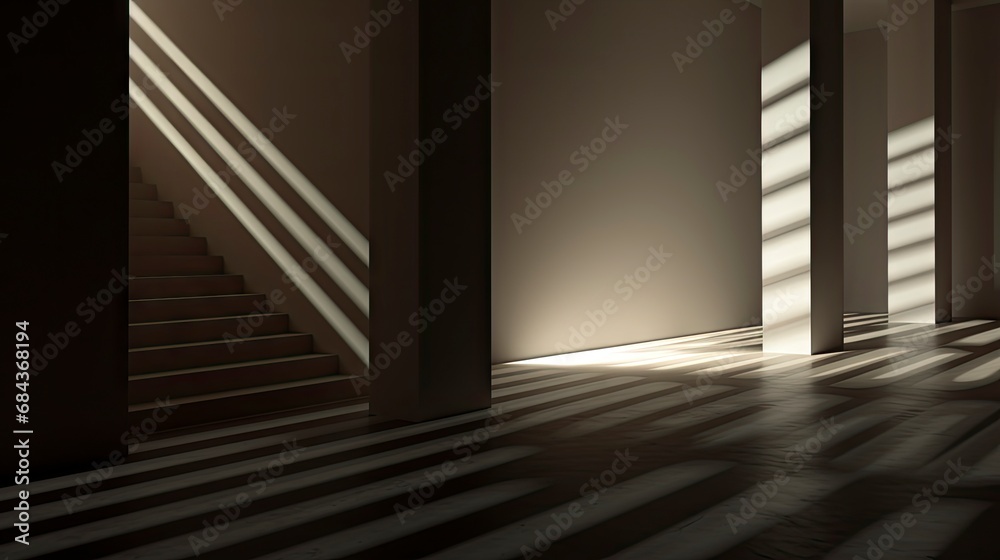 Interplay of Light and Shadow in a Modern Minimalist Room. Interplay of Light and Shadow in a Modern Minimalist Room.