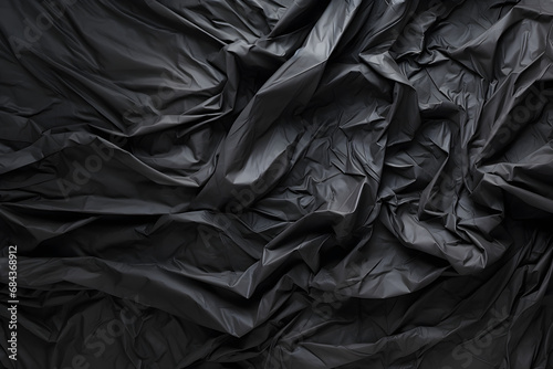 Texture of black blank crumpled paper.