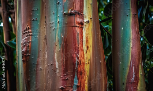 Texture background of a large rainbow eucalyptus tree.