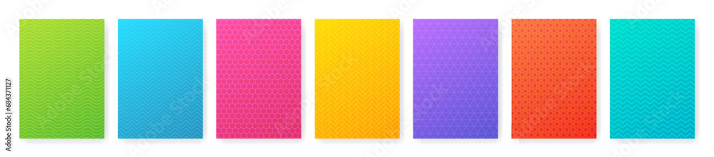 Abstract background cover set with pattern. Vector blank textured banner templates. Colorful paper frames. Empty poster collection EPS10