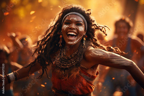 A traditional Aboriginal dance performance at a cultural event on Australia Day. Concept of indigenous heritage and celebration. Generative Ai. © Sebastian