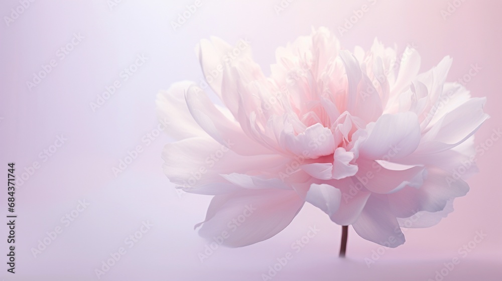 A close-up of a delicate pink peony with a soft gradient backdrop, suitable for text integration.