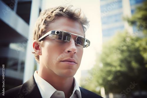 Gorgeous stylish man wearing fashionable shirt and sunglasses. City style. Neural network AI generated art